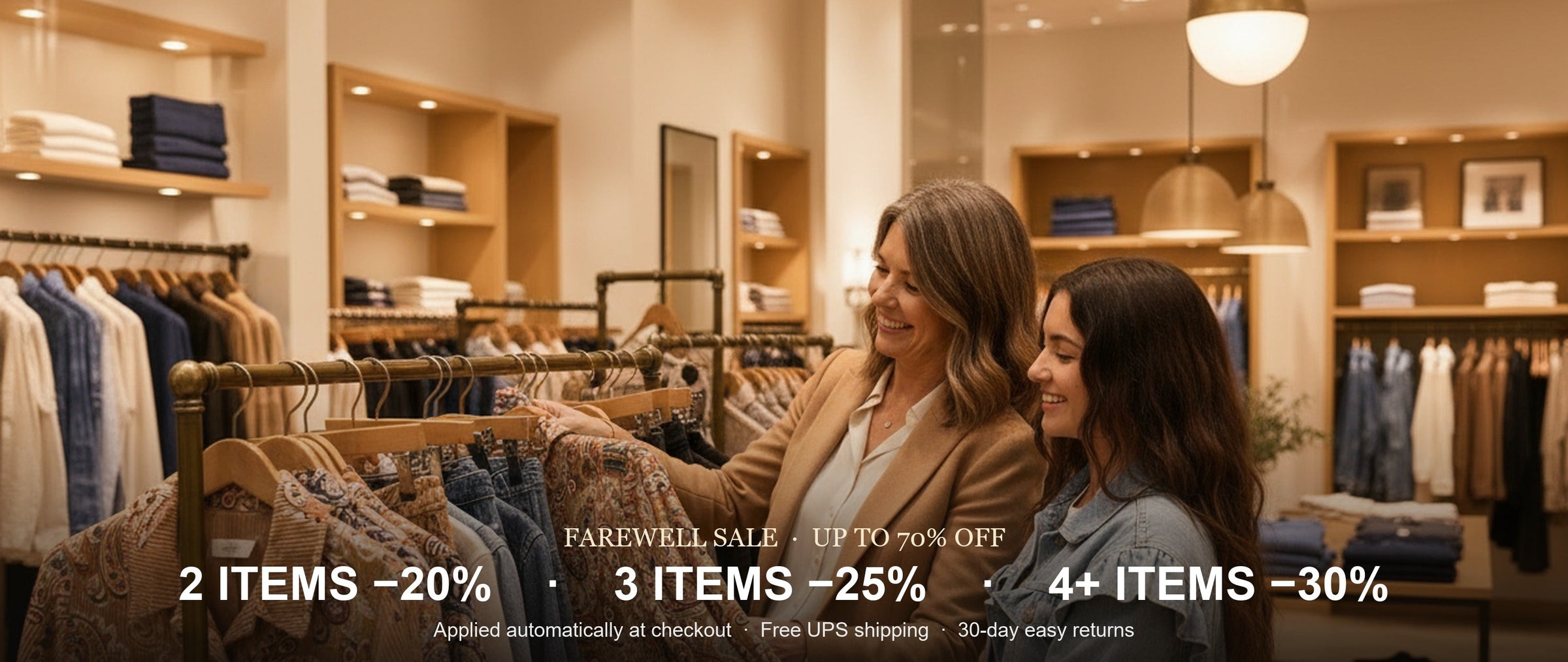 Harper and Valentina at the jackets rail. Farewell sale: 2 items -20%, 3 items -25%, 4+ items -30%